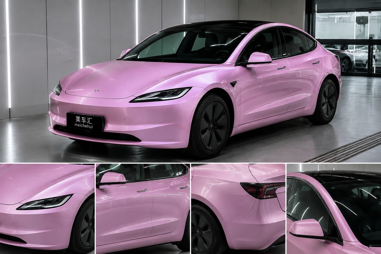 特斯拉Model 3改色TPU马卡龙紫丁香