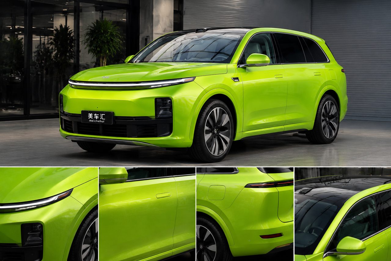 理想L7贴保时捷911 CYS钻石柠檬绿改色膜效果展示